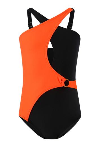 girl teen stylish orange 4 colors unpadded hollow one-piece swimsuit