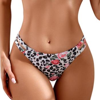 sexy leopard and flower printing hollow bikini briefs