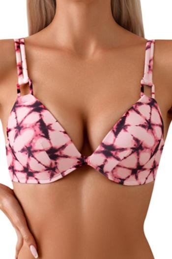 matching swimwear sexy pink graphic printing padded underwire bikini top