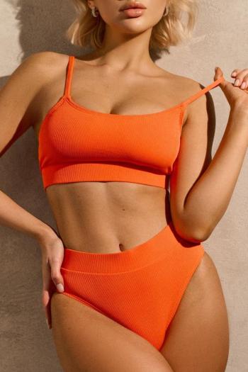 sexy orange 4 colors padded high waist backless adjustable straps tankini set