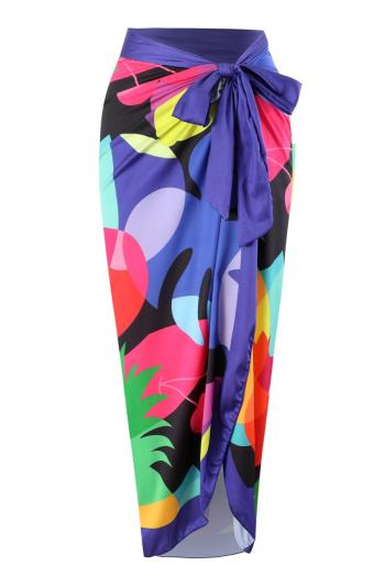 sexy multicolor digital printing chiffon lace-up beach wrap skirt cover-up