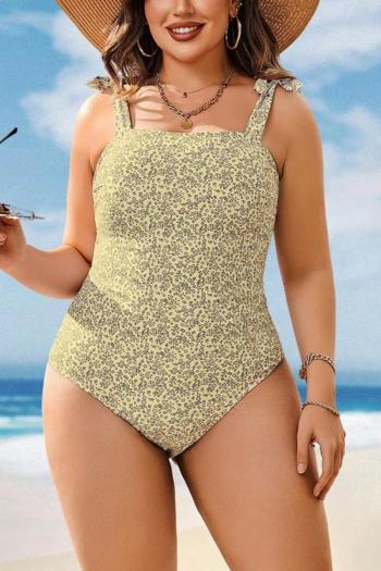 Sexy plus size floral printing 3 colors padded tie-shoulder one-piece swimsuit