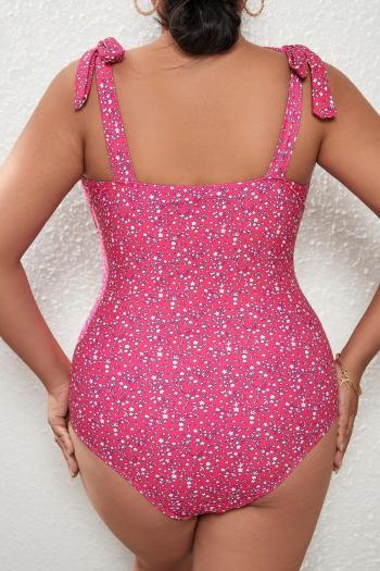 Sexy plus size floral printing 3 colors padded tie-shoulder one-piece swimsuit
