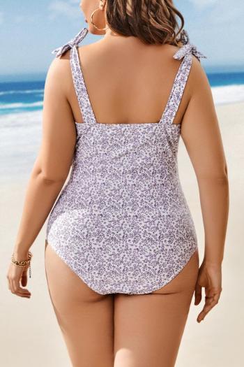 Sexy plus size floral printing padded tie-shoulder backless one-piece swimsuit