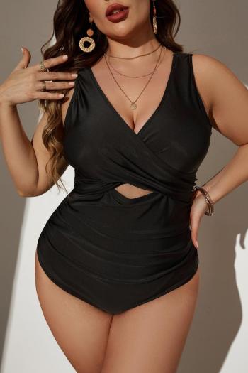 Sexy plus size 3 colors padded hollow cross backless one-piece swimsuit