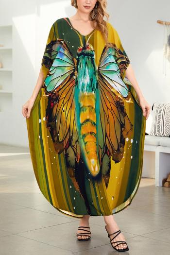 stylish butterfly graphic printing loose beach robe cover-up#2#