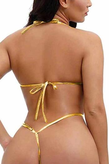 Wholesale Sexy solid color halter neck non-padded holographic one-piece swimsuit BA014910 ...