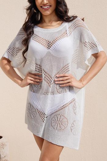 sexy cut out knitted short sleeve beach dress cover-up(only cover-up)