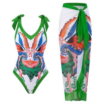 sexy printing padded one-piece swimsuit & skirt#3#(skirt only one size)