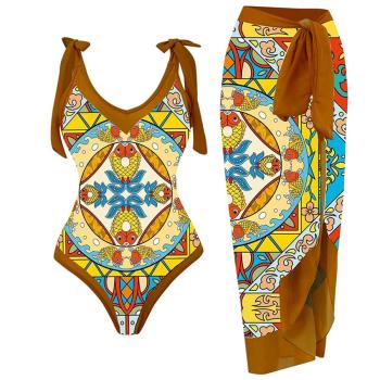 sexy printing padded one-piece swimsuit & skirt#6#(skirt only one size)