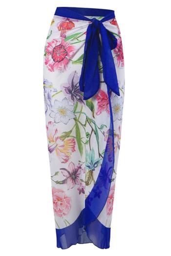 stylish floral printing chiffon lace-up wrap beach skirt cover-up