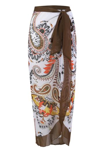 stylish paisley graphic printing chiffon lace-up wrap beach skirt cover-up