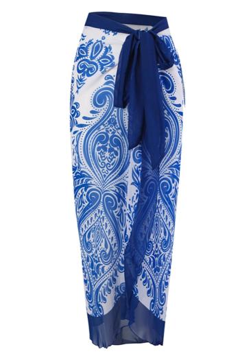 stylish graphic printing chiffon lace-up wrap beach skirt cover-up#1#