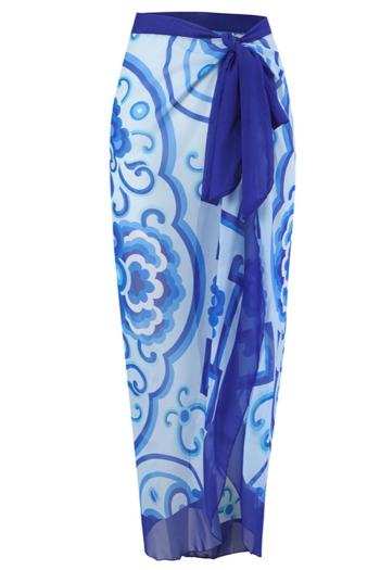 stylish graphic printing chiffon lace-up wrap beach skirt cover-up#2#