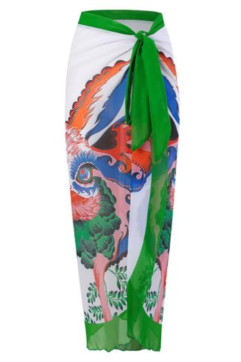 stylish graphic printing chiffon lace-up wrap beach skirt cover-up#3#