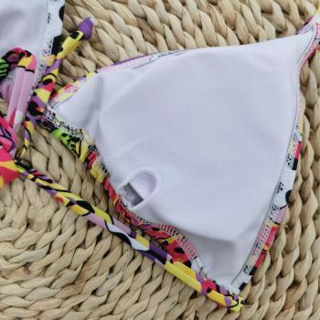 Wholesale Sexy floral print padded halter neck backless lace-up bikini ...