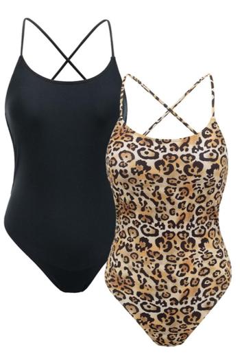 two pcs sexy padded backless sling one-piece swimsuit