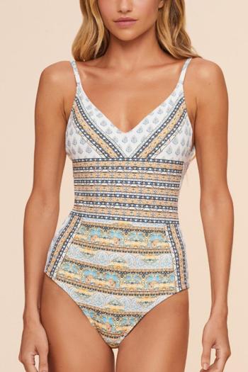 sexy batch printed sling padded slim one-piece swimsuit