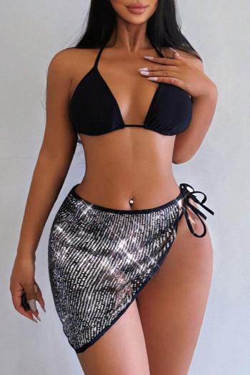 sexy sequin cover-up padded bikini three-piece set