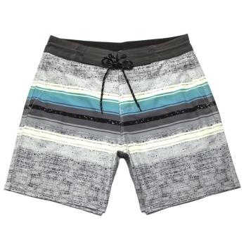 stylish plus size slight stretch surf quick-dry striped print board shorts