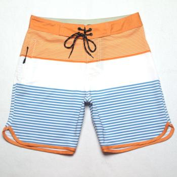 men casual slight stretch orange stripe quick dry surfing shorts(size run small)