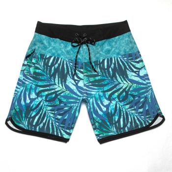 men casual slight stretch leaf print quick dry surfing shorts#1#(size run small)