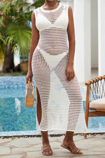 sexy cut out knitted slit side beach dress cover-up(only cover-up)