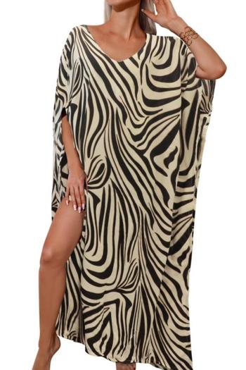 stylish zebra stripe printing loose beach robe cover-up
