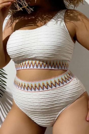 sexy plus size 3 colors padded one shoulder high waist tankini set