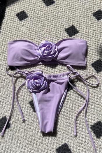 sexy 9 colors 3d flower decor padded bandeau bikini set