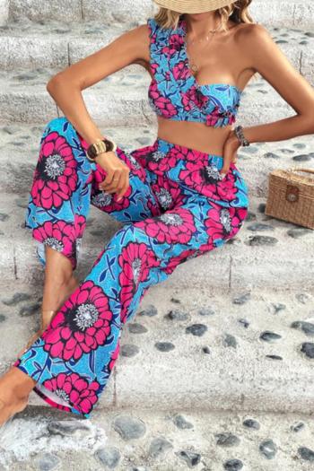sexy floral printing padded ruffle three-piece swimsuit(pants only one size)