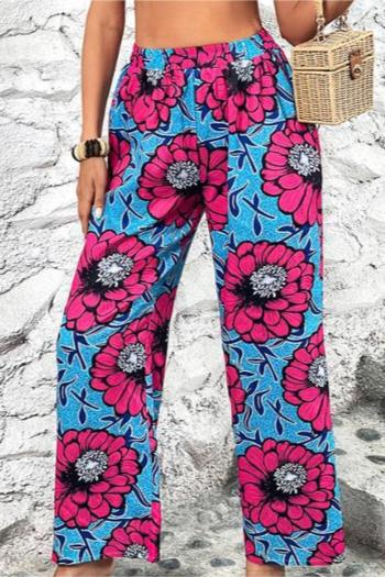 stylish chiffon floral printing beach pants cover-up