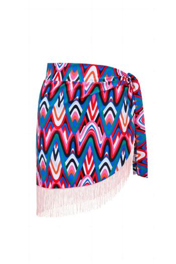 sexy graphic printing tassel beach skirt cover-up