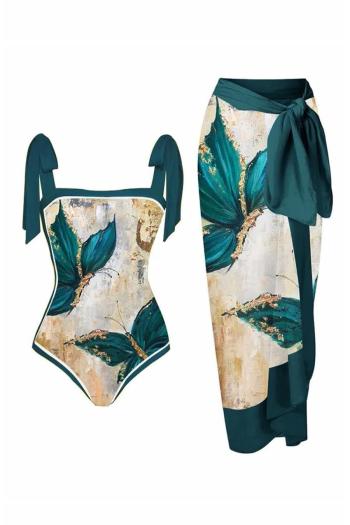 sexy butterfly printing padded one-piece swimsuit & skirt(skirt only one size)