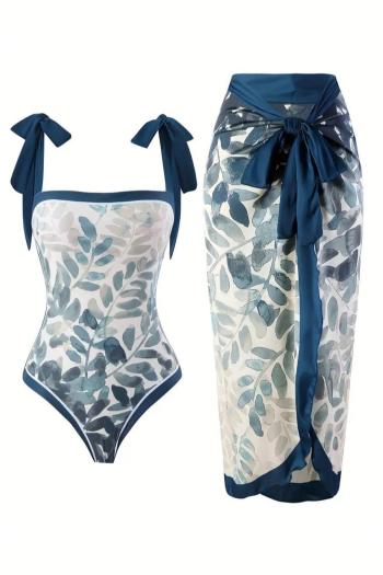 sexy leaf printing padded one-piece swimsuit & skirt(skirt only one size)