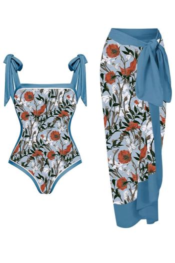 sexy flower printing padded one-piece swimsuit & skirt#1#(skirt only one size)