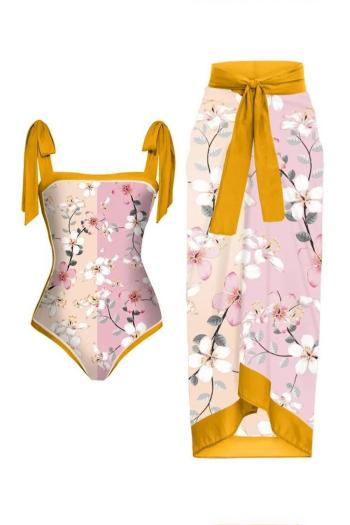 sexy flower printing padded one-piece swimsuit & skirt#2#(skirt only one size)