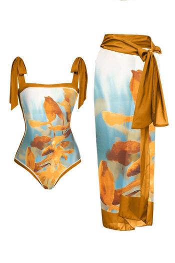 sexy digital printing padded one-piece swimsuit & skirt#1#(skirt only one size)