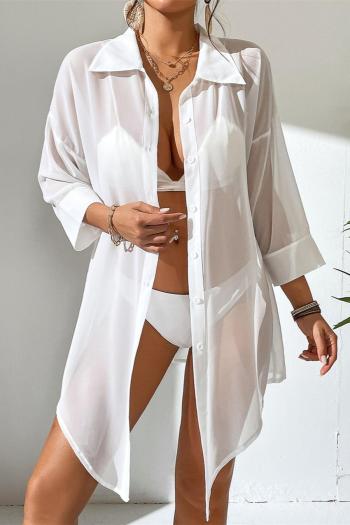 sexy see through chiffon single-breasted shirt cover-up(only cover-up)
