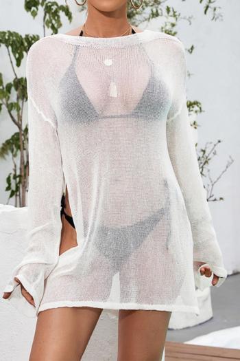 sexy see through mesh 3 colors long sleeve beach cover-up(only cover-up)
