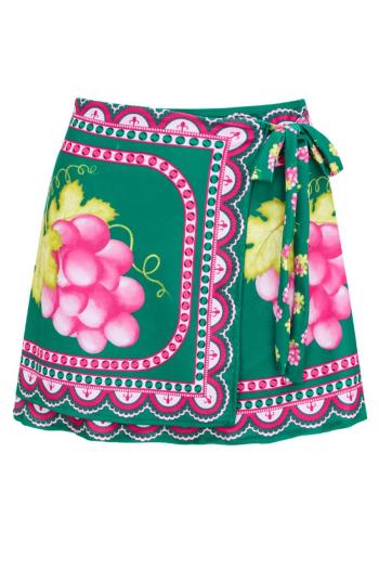 sexy grape printing chiffon lace-up beach mini skirt cover-up