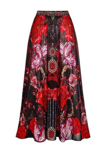 stylish retro floral printing beach skirt cover-up