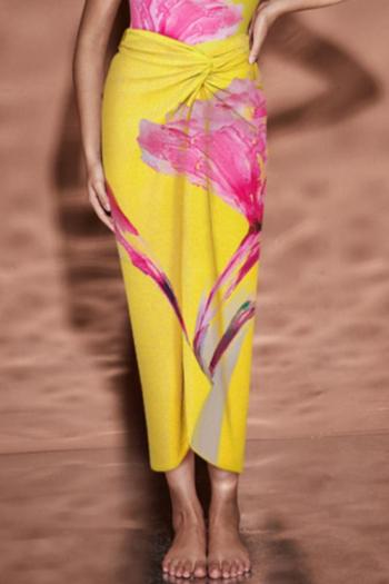 stylish chiffon flower printing beach skirt cover-up