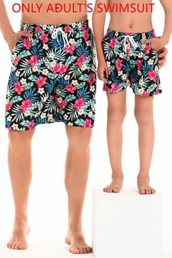 men family couple style floral printing tie-waist pocket with lined beach shorts