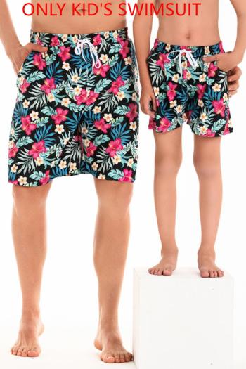 boys family couple style floral printing pocket with lined beach shorts