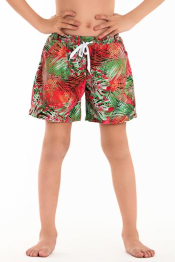 family couple style boys leaf printing pocket with lined beach shorts
