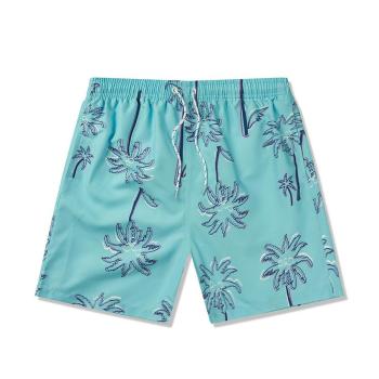 beach style plus size non-stretch coconut print lined men shorts