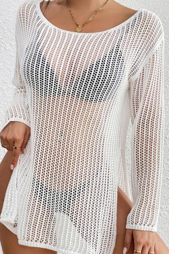 sexy cut out knitted 3 colors long sleeve beach cover-up(only cover-up)