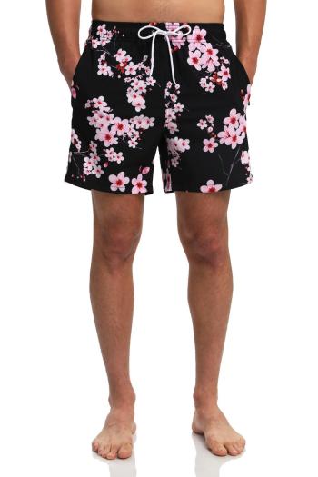 men casual floral printing tie-waist pocket with lined beach shorts