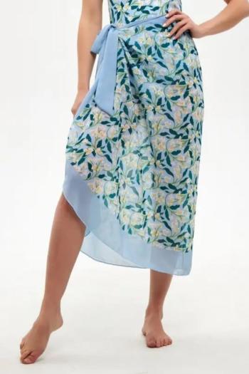 sexy floral printing chiffon lace-up wrap beach skirt cover-up